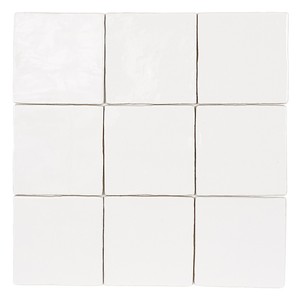 Piastrella Kea Bianca 13x13 Cm Lucida con Bordi Irregolari per Pareti e Pavimenti - Product Image 1