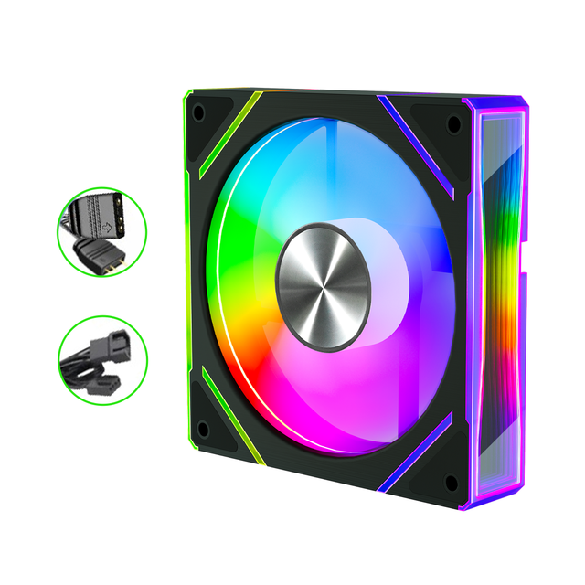 Rainbow Lighting 120mm RGB Fan 24 LEDs Double Ring Light 71CFM 4Pin PWM 5V ARGB Sync Hydraulic Bearing PC Case Fan