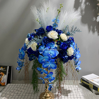 Centros de mesa para boda, flores artificiales grandes, bolas de flores azules y blancas, 60cm