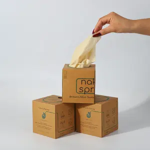 Tecido facial de bambu descartável caixa de papel de tecido facial natural cubo