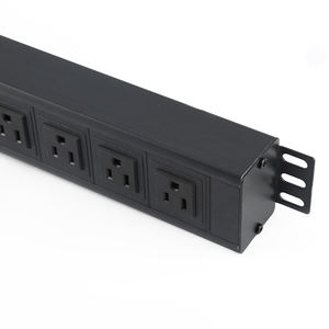 Multiprise US de haute qualité, noire, 12 prises, câble de <span class=keywords><strong>2</strong></span> m, avec interrupteur marche/arrêt à <span class=keywords><strong>2</strong></span> pôles, ignifuge, PC et alliage d'<span class=keywords><strong>aluminium</strong></span> YS1512-K- - Product Image 2