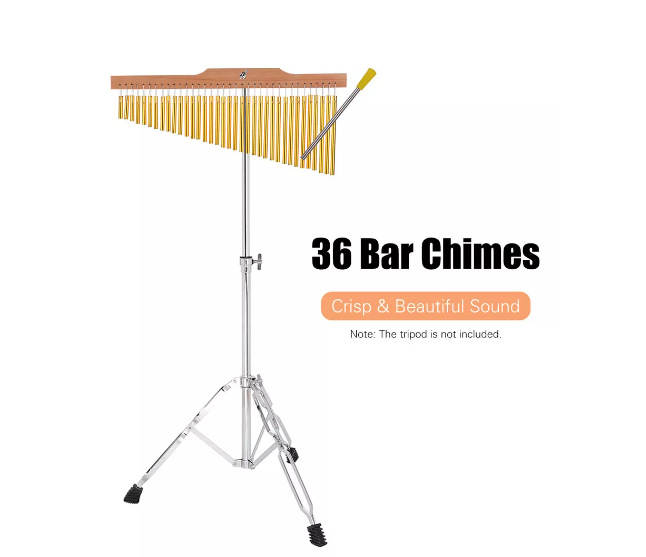 36 tone gold wind chime bell + silver stand