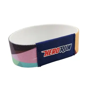High Quality Elastic Woven Embroidered Bracelet Stretchy Polyester Fabric Wristband With NFC/RFID Chip For Events