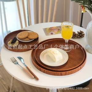 Starting Point Wooden Dessert <b>Tray</b> Round Polished Finish For Home Cafe Use - Product Image 5