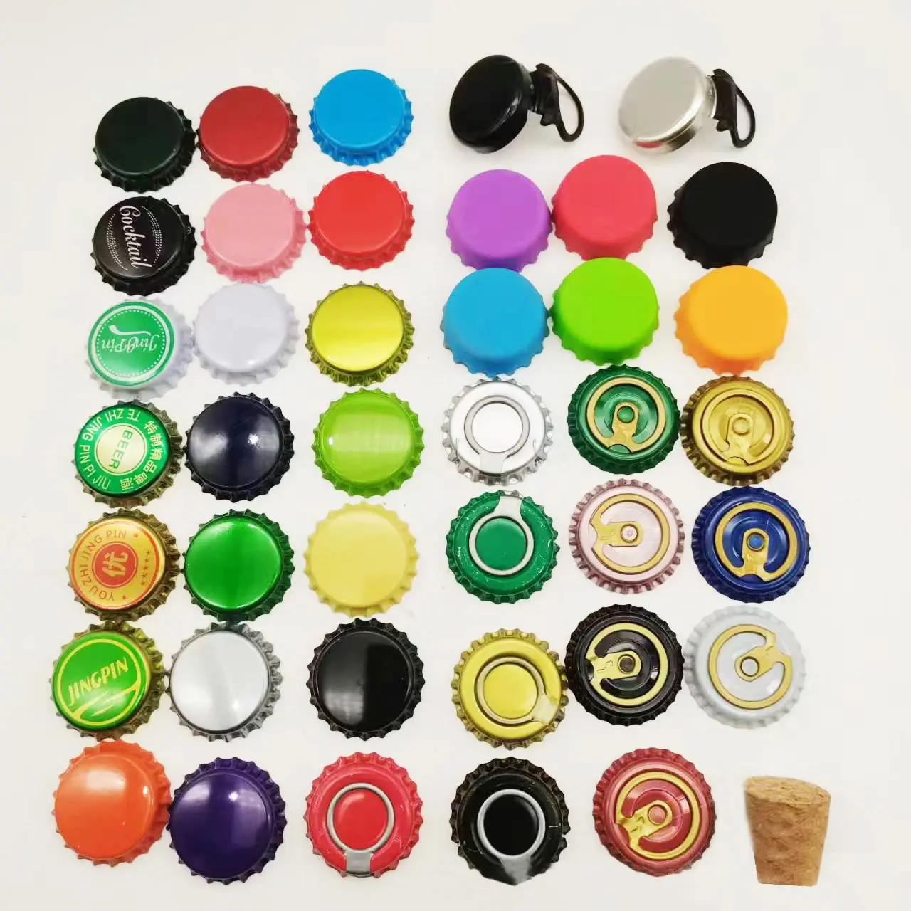 Custom Color And Printed Logo 26mm Size Beer Beverage Bottle Metal Beer Crown Caps Pull Ring