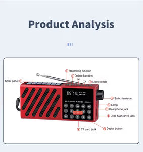 Radio Portátil BT AM FM con USB/Tarjeta TF, Altavoz Integrado, Larga Duración de Batería, Conector para Auriculares, Linterna y Función de Grabación - Product Image 6