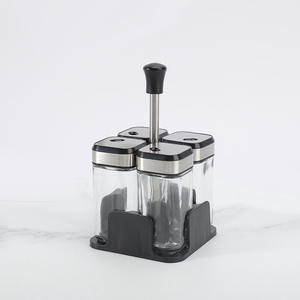 Support d'assaisonnement Portable avec 4 bouteilles en verre support <span class=keywords><strong>rotatif</strong></span> à épices - Product Image 3
