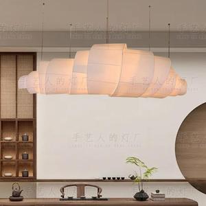 Luminaire suspendu de style japonais Wabi Sabi, ovale, blanc, LED E27, commande par interrupteur, pour café, bar, restaurant, hôtel. - Product Image 4