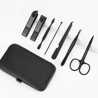 Kit de soins personnels pour les ongles, kit de pédicure professionnel, kit de toilettage, 7 pièces, ensemble de manucure noir