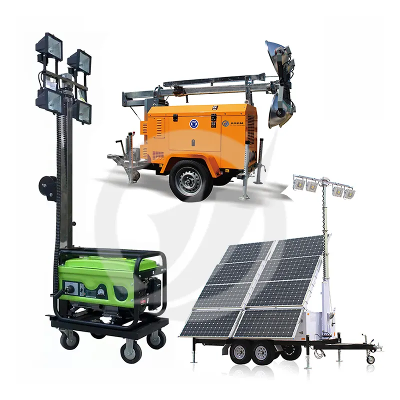 Led Portable Emergency Lighting System Tower Type With Battery Bank mobile LED Solar Light Tower Generator price for sale