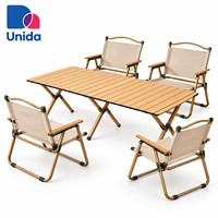 Ensemble table et chaises pliantes de grande taille pour pique-nique en plein air, 4 chaises 1 table, kit de camping portable pour activités familiales en plein air