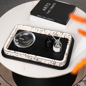 Custom Nieuwkomers Home Decor Black Tray Decoratie Massief Hout Paardenhaar Serveerschaal - Product Image 4