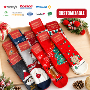 Calze Invernali Divertenti di Tendenza <span class=keywords><strong>per</strong></span> Natale, in Maglia, con <span class=keywords><strong>Gatti</strong></span> e Orsi Cartoon, Rosse, Traspiranti, in Spandex/Cotone, <span class=keywords><strong>per</strong></span> Donna - Product Image 1