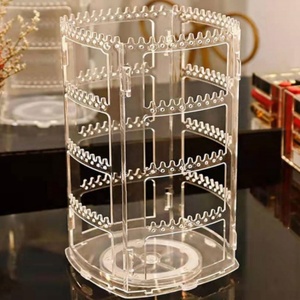Rak <span class=keywords><strong>Display</strong></span> bening Organizer dudukan perhiasan 4 tingkat berputar 360 untuk penyimpanan dudukan anting menjuntai - Product Image 4