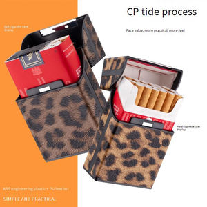 Étui à cigarettes de haute qualité à imprimé léopard en cuir PU, capacité de 20 cigarettes, couleurs marron, rouge, jaune, noir, étui portable pour le stockage des cigarettes et des cigares - Product Image 2