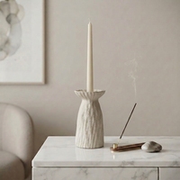 ARM LVG Portavelas de Cerámica Artesanal Estilo Toscano con Boca Ondulada, Borde Mate Beige Plegado, Tarro de Porcelana para Velas