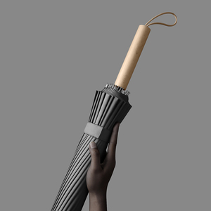 Mini parapluie droit à colle noire imprimé publicitaire à motif 6 plis personnalisé en usine pour adultes Cadeaux d'affaires avec logo personnalisé - Product Image 3