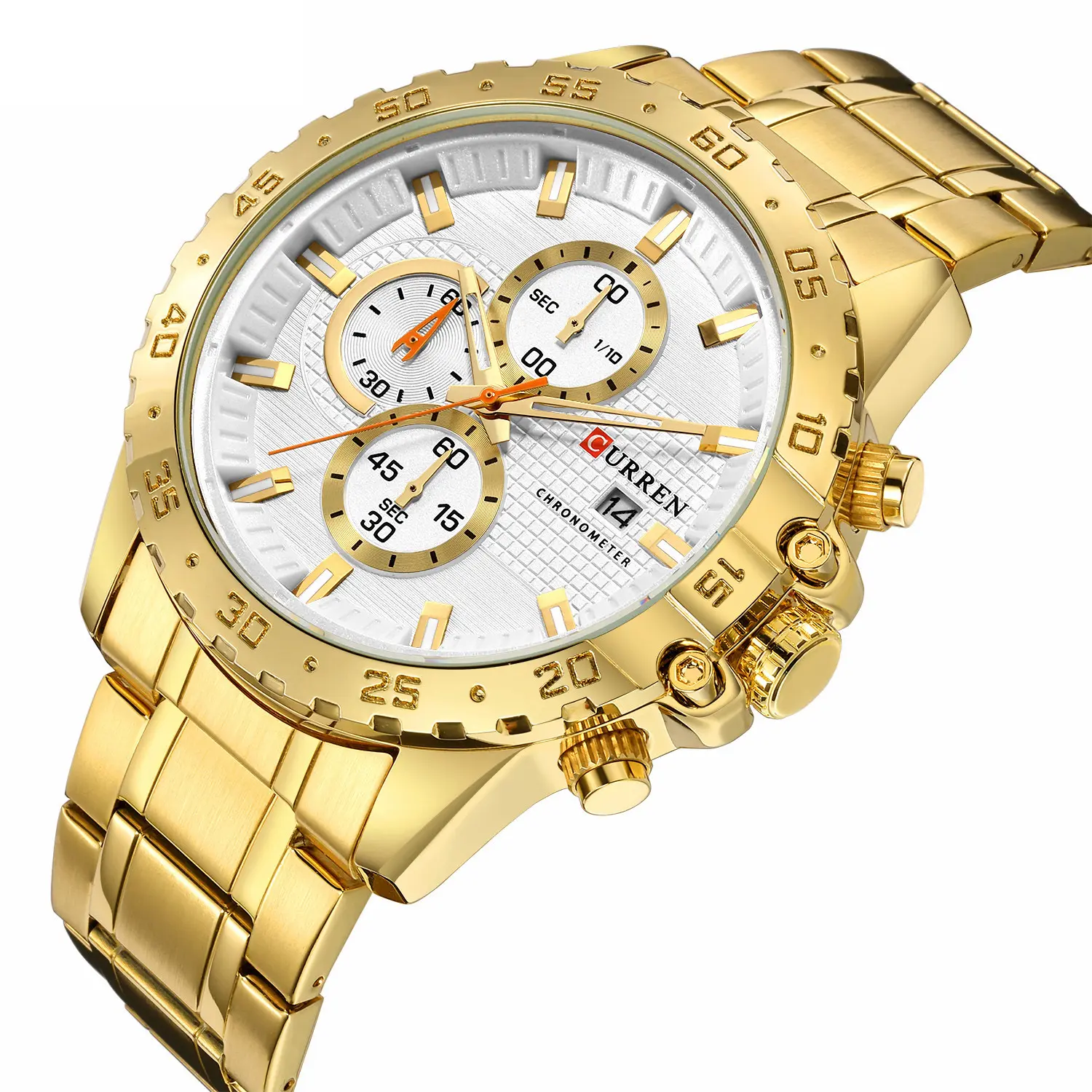 New Trend Men Popular Design Three Small Dial Quartz Watch Stainless Steel Chronograph Business Wristwatch