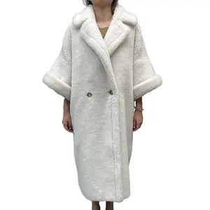 Женское длинное пальто из 70% шерсти 30% альпаки