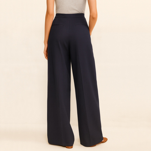 Nouveaux modèles OEM de vêtements pour femmes, <span class=keywords><strong>pantalon</strong></span> formel <span class=keywords><strong>à</strong></span> taille ajustable, <span class=keywords><strong>pantalon</strong></span> long <span class=keywords><strong>à</strong></span> jambes larges, plissé, <span class=keywords><strong>pantalon</strong></span> pour femmes - Product Image 4