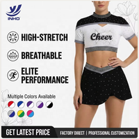 Uniformes de cheerleading personnalisés en gros pour les équipes scolaires, ensemble jupe en spandex pour jeunes filles, séchage rapide, fabrication en usine