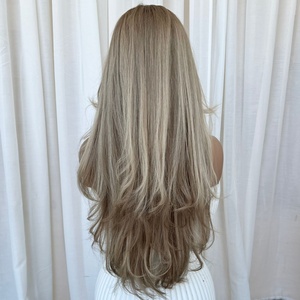 Parrucca Frontale in Pizzo di Alta Qualità con <span class=keywords><strong>Capelli</strong></span> Umani, <span class=keywords><strong>Biondo</strong></span> <span class=keywords><strong>Cenere</strong></span> Balayage, Lunga e Ondulata, con Attaccatura Pre-Pizzicata, Densità 150, <span class=keywords><strong>Capelli</strong></span> Remy per Donna - Product Image 4