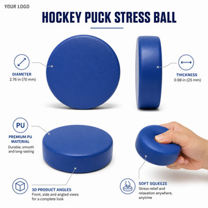 Custom Logo PU Hockey Puck <b>Stress</b> <b>Ball</b> Soft Foam Squeeze Toy for <b>Stress</b> Relief Sports Events Promotional Gift Team Souvenir - Product Image 4
