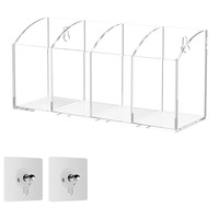 Organisateur de bureau en acrylique transparent à double usage, à fixer au mur ou sur le bureau, pour la papeterie et les cosmétiques