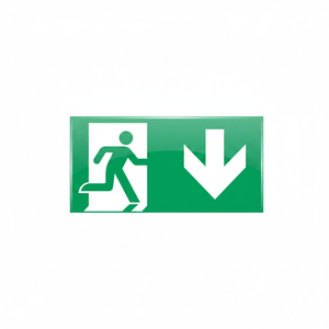 Uscita di emergenza verso il basso segno freccia destra-300 in alluminio luminescente * 160mm - Product Image 2