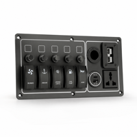 DAMAVO Panneau de commutation à bascule étanche IP65 4-7 voies 12V-24V en alliage d'aluminium et nylon pour usage marin et industriel avec chargeur USB rapide
