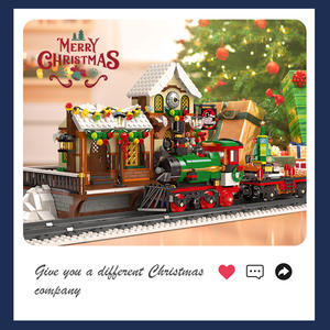 JIESTAR 89142 1362PCS <span class=keywords><strong>Train</strong></span> Serie Christmas Winter <span class=keywords><strong>Train</strong></span> Station Building Block Model Technical Educational Toy Festival Gift - Product Image 3