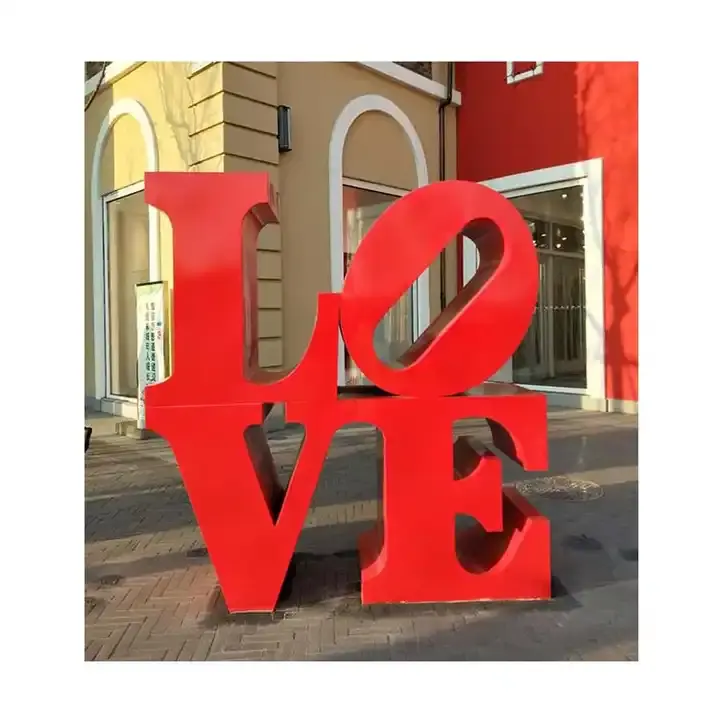 Metal Stainless Steel Large Morden Painted Love Garden Decoration Sculpture Stainless Steel Love Sculpture Large