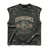 Débardeur Homme Personnalisé Kornit DTG Gris Foncé Effet Délavé Vintage avec Motif Graphique et Effet Vieilli OEM