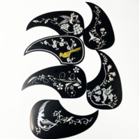 Protector de Guitarra Acústica con Diseño de Flor Negra y Plateada, Forma de Gota de Agua, Antiarañazos, para Guitarras de 40 y 41 Pulgadas
