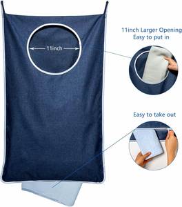 Hanging Laundry Hamper <b>Storage</b> Bag with Door Design for Dirty Clothes Polyester Material - Product Image 6