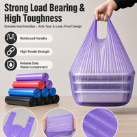 Rouleaux de sacs en plastique jetables en PEHD de style T-shirt, haute densité, avec logo personnalisé imprimé, sacs à poignée gilet