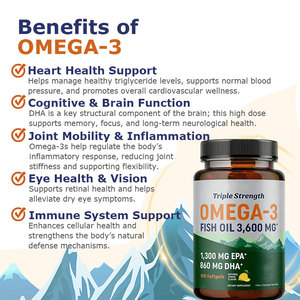 Capsules de gelée molle d'huile de poisson Oméga 3 pour adultes OEM/ODM 3600mg EPA DHA Naturel 120 gélules - Product Image 4