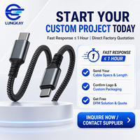 Câble USB 3.0 Type C 10 Gbps LUNGKAY OEM/ODM, charge rapide 60W, cordon tressé, compatible CarPlay pour ordinateur portable, tablette, téléphone