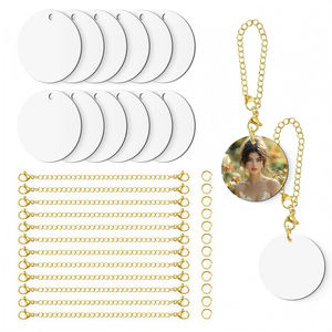 Porte-clés personnalisable en alliage de zinc, pendentif rond vierge pour sublimation, imprimable double face, breloque photo pour clés et décoration de sacs - Product Image 1