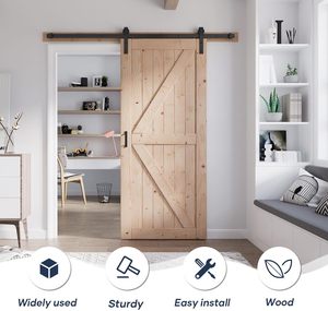 Set Porta Scorrevole Singola/Doppia Personalizzata, Porta in Legno Massello e Kit Completo di Ferramenta, Salvaspazio, Silenziosa, Facile da Installare - Product Image 2