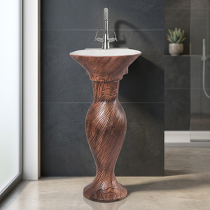 India Supply Water Resistant Easy Clean Ceramic Pedestal Sink One Piece Wash Basin Mono Block Sanitary Ware for Villa Bathroom - Product Image 1