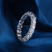 Bague d'éternité en argent S925, or massif 10K 14K 18K, 3,5 mm, D VVS, moissanite ronde, diamant cultivé en laboratoire, alliance pour femme