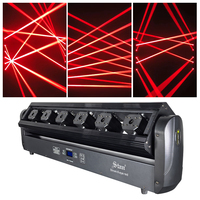Lumière laser rouge à tête mobile 300mW 6 faisceaux, lampe laser de scène à commande DMX512 pour club, mariage, DJ, fête