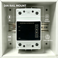 Protecteur de surtension et de sous-tension BAVAA 2P, AC220V 40A/63A/80A/100A, dispositif de protection de tension à réinitialisation automatique sur rail DIN