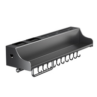 Étagère murale moderne pour épices et couteaux, double étagère de rangement en acier au carbone pour vaisselle et bols, gain de place pour la cuisine