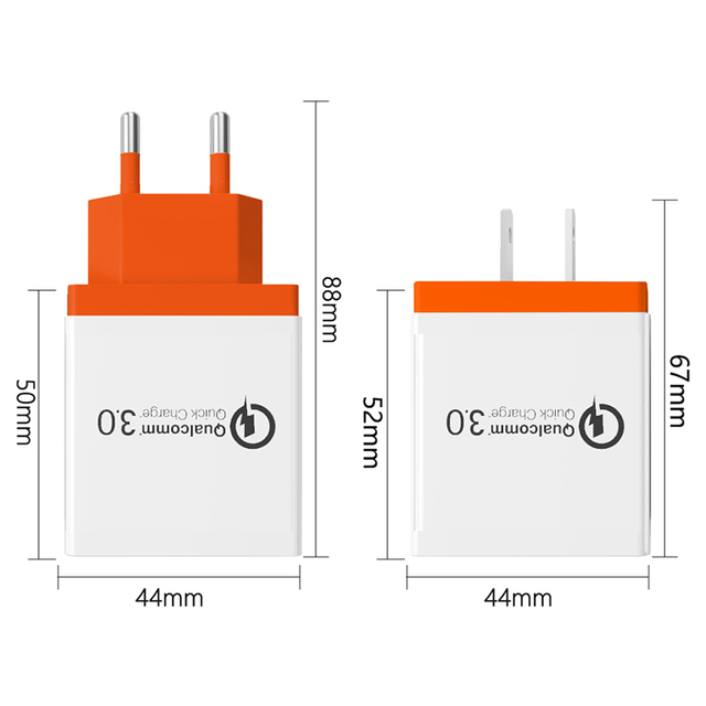 QC3.0 3 Port Usb Phone Charger Wall Travel Charger Fast Phone Charging Charger Adapter for Portable Power Mobile