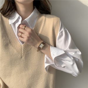 <span class=keywords><strong>Pull</strong></span> <span class=keywords><strong>sans</strong></span> manches en tricot à col en V, style décontracté et polyvalent, style coréen, nouveau style printemps-automne 2025, pour femmes - Product Image 2