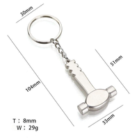 Porte-clés marteau miniature en alliage de zinc, outil de simulation, gravure laser personnalisée, cadeau promotionnel, vente en gros