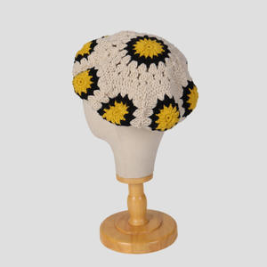 Syh1163 hiver <span class=keywords><strong>tricot</strong></span>é à la main fleur maintien au chaud petit chapeau de <span class=keywords><strong>laine</strong></span> femmes automne et hiver <span class=keywords><strong>grosse</strong></span> tête béret - Product Image 6