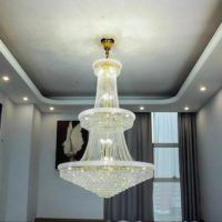 JYLIGHTING Lustre encastré sur mesure en cristal conique incrusté, pour grande salle de bal, auditorium, suspension scintillante